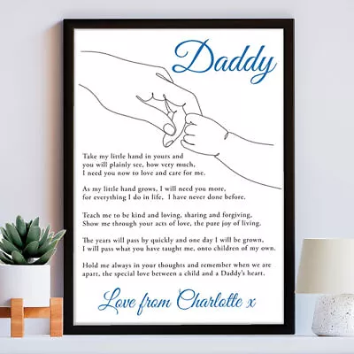 Personalised Dad Gift Take My Hand Poem Birthday Christmas From Son Or Daughter • £14.95