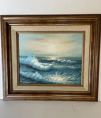 SEASCAPE Coast Ocean Painting Original Hand Painted Waves Beach Signed Vtg. • $120