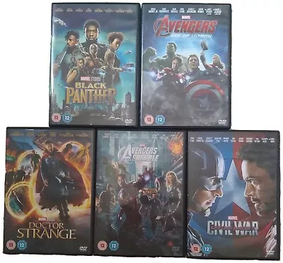 Marvel 5 Film DVD Bundle Avengers Black Panther Doctor Strange Captain America  • £7.99