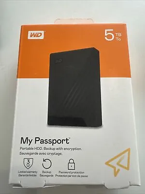 WD 5TB My Passport Portable External Hard Drive USB 3.2 Gen 1 BLACK • £135.99