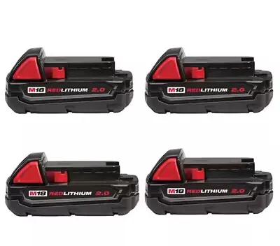 Milwaukee M18 18-Volt Lithium-Ion Compact Battery Pack 2.0Ah (4-Pack) 48-11-1820 • $250