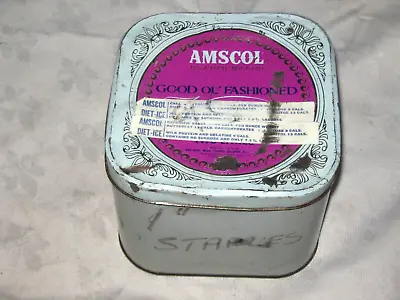 A Rare Late 1970's Metric 2 Litre Amscol Decal Diet Ice Vanilla Ice Cream Tin • $12