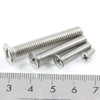 £1.39 • Buy Stainless Steel M3 M4 M5 M6 Phillips Countersunk Machine Screw Bolts Cks Ss Diy