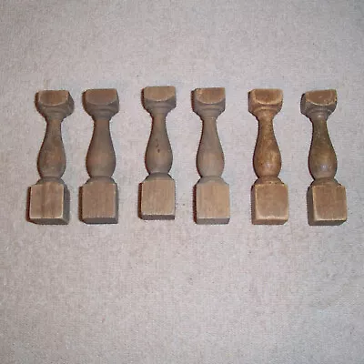 6 VINTAGE/ANTIQUE 3-1/2  X 1  HAND TURNED WOOD BALUSTERS • $19.95