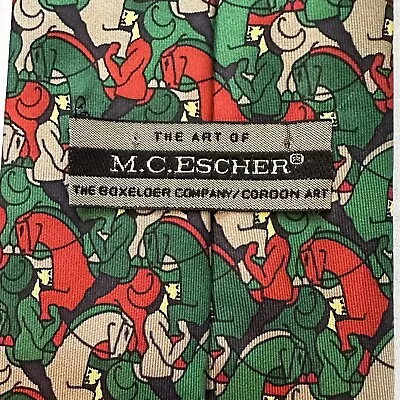Vintage MC Escher Horseman Horses Boxelder Necktie Tie Silk Surrealist Art • $40