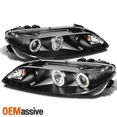 Fits 03-06 Mazda 6 Black Halo DRL LED Strip Projector Headlights W/Built-In Fog • $236.96