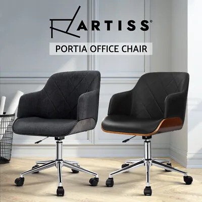 $142.95 • Buy Artiss Wooden Office Chair Computer Gaming Chairs Fabric Chair Black Grey