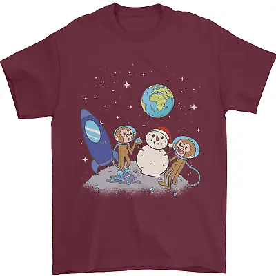 Space Monkeys Aliens UFO Christmas Snowman Mens T-Shirt 100% Cotton • $23.42