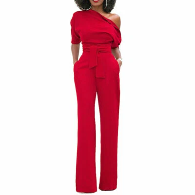 $44.69 • Buy Womens Ladies Plain Casual Wide Leg Jumpsuit Evening Party Romper Playsuit Pants