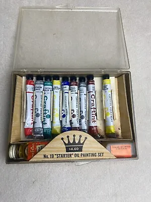$8 • Buy Vintage CRAFTINT No.31 OIL PAINTING SET Oil Colors 8 Tubes/Linseed Oil/Turpentin