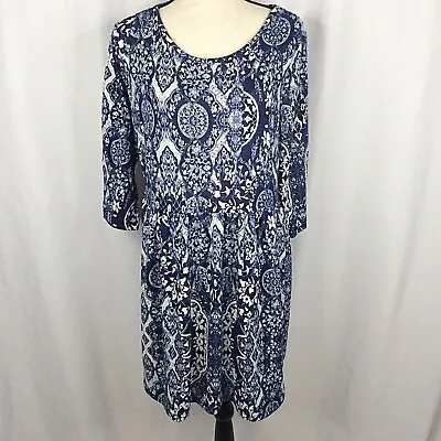 Mary McFadden Womens Size 18 Dress Knee Length 3/4 Sleeve Stretch • $19.99