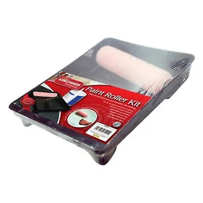 Kingfisher Indoor/Outdoor Paint Roller And Tray 1 Set .31kg - Black • £5.71