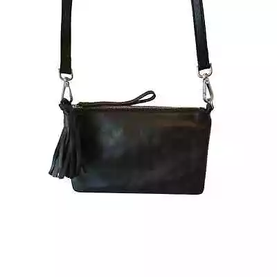 J.JILL Black Leather Crossbody Bag Purse With Tassel • $23