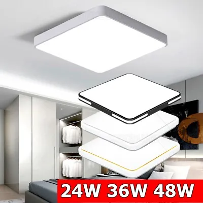 Square Modern LED Ceiling Light Panel Down Lights Bathroom Kitchen Bedroom Lamp • £19.99