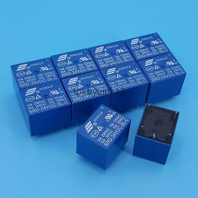 10Pcs Blue SRD-24VDC-SL-C DC24V 5Pin PCB Mount 10A SPDT Mini Power Relay • $9.99