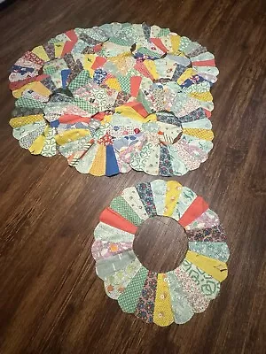 Vintage Lot Of 14 DRESDEN  PLATE Quilt Blocks Feed Sack Cotton Fabric 16” • $65