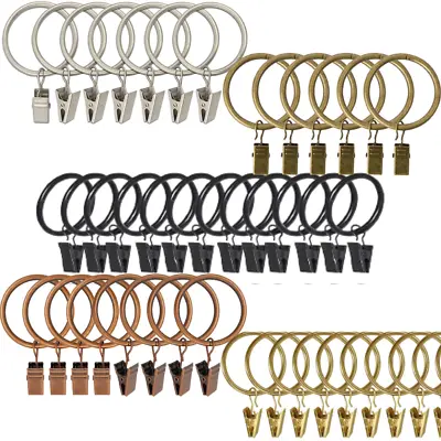 Heavy Duty Metal Curtain Rings Pole Rod Voile Curtain Hooks With Clips 28mm  • £3.79