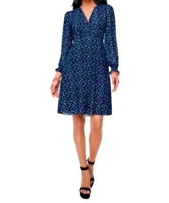 Cabi  The Ten Dress Mesh Leaf Print Long Sleeve #5772 Women’s Sz XL Knee Length • $34.99