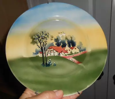 G S Zell Cottage Plate Germany Folk Art Baden Pottery Haag Dutch Scene • $20