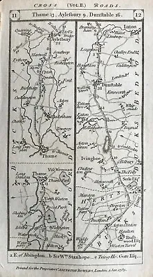 1785 Antique Road Map Royston Cambridge Hitchin - Paterson's Itinerary • £9.99