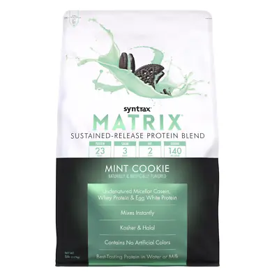 Syntrax Matrix Sustained Release Protein Powder 5LB Bag - Mint Cookie • $69.99