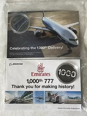 Lot Of 2 Boeing 777 Celebrating 1000 Produced Aircraft Medallion (See Photos) • $19.99