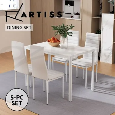 $228.96 • Buy Artiss Dining Chairs And Table Dining Set 4 Chair Set Of 5 Wooden Top White