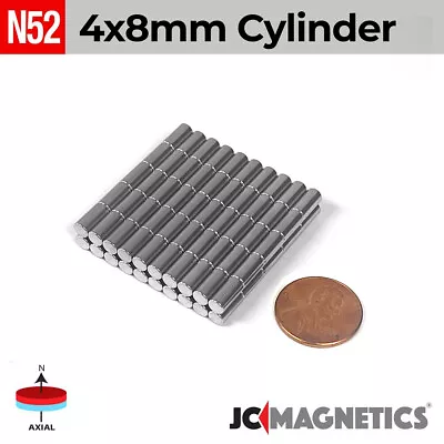 4mm X 8mm N52 Strong Rare Earth Neodymium Magnet Cylinder Disc 4x8mm • $17.50