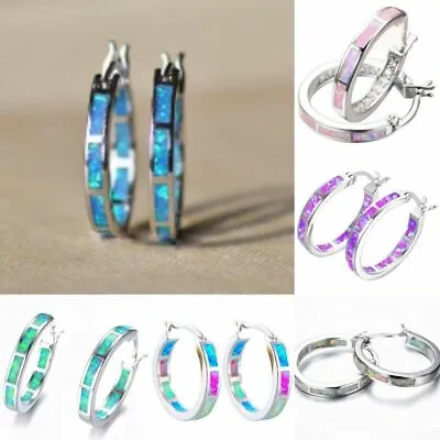 $3.28 • Buy Simple 925 Silver Opal Drop Earrings For Women Wedding Fine Jewelry A Pair/set