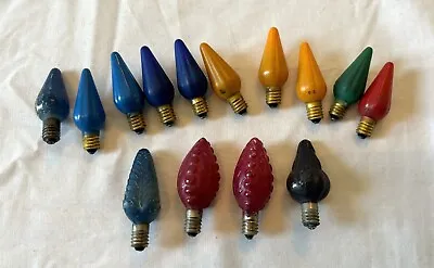 Lot Of 14 Vintage C-6  Multi-Color Fancy Christmas Light Bulbs Not Tested • $17.55