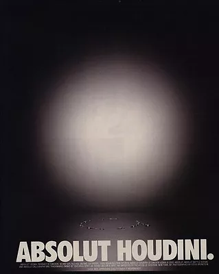 1996 ABSOLUT HOUDINI Vanishing Vodka Bottle VINTAGE AD • $13.99