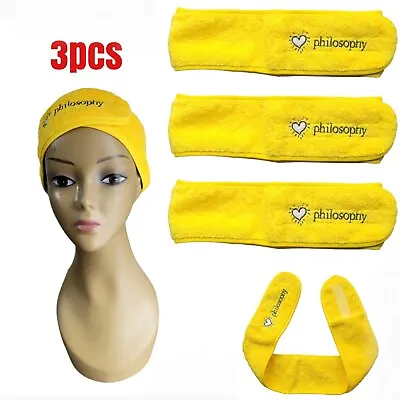 3Pcs Spa Facial Headband Make Up Wrap Head Terry Cloth Headband Stretch Towel • £4.99