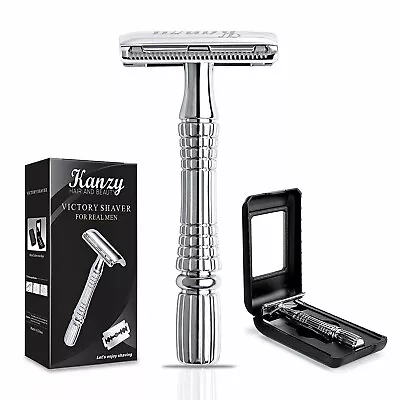 Double Edge Safety Razor Shaver Long Handle Barber Shaving/Styling Beard Razor • £9.99