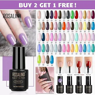 ROSALIND Colour Nail Gel Polish UV LED Liquid Hard Gel Top Base Coat Extension  • £3.99