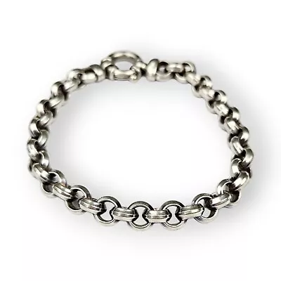 Milor Sterling Chain Bracelet Heavy Rolo Link 925 Silver Italy Unisex Mens 8.5   • $99.96