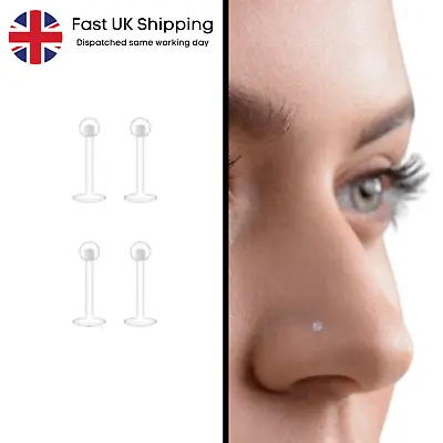 Invisible Nose Clear Plastic Screw On Stud. Small Nose Piercing. • £3.99