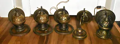 Vintage Antique Brass Lot Of 5 RUBY LTG Wall Sconces Sconce Light Fixtures • $249.95