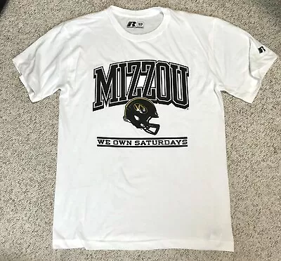 Mens (M) MIZZOU FOOTBALL T-SHIRT We Own Saturdays White Black Helmet SOFT BLEND • $13.99