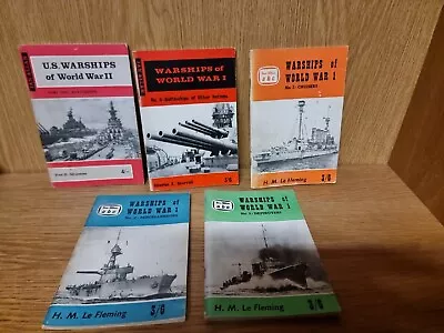 Job Lot Of FIVE WARSHIPS Of WORLD WAR 1 & II Books. Ian Allan 1960s (14t) • £12