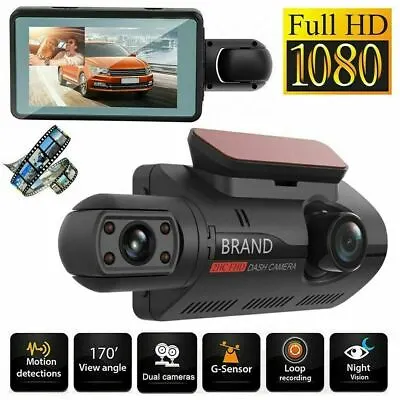 Dual Lens Car DVR Dash Cam Video Recorder G-Sensor 1080P Front And Inside Camera • $26.79