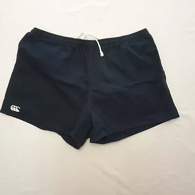 Canterbury Rugby Shorts Mens Size 6XL Blue Cotton Pockets Drawstring Sport Pants • £12.91