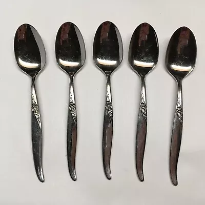 5 Oneida La Rose Rogers Stainless Demitasse Spoons 4-3/8” • $18