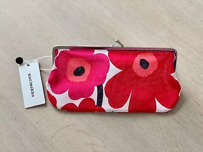 Red Poppy Print Marimekko Unikko Pencil Case Small Makeup Bag • $32.39