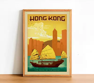 Vintage Travel Poster Hong Kong China Classic Poster Print Photo Wall Art A4 • £4.99