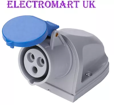 £9.90 • Buy 16a 240v Blue Mains Hook Up Socket Outlet Cover Camper Van Caravan Motorhome