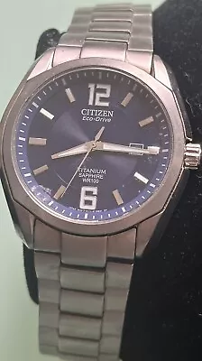 Citizen BM7080-54L Eco Drive Titanium Blue Dial Sapphire Crystal Men's Watch • $129