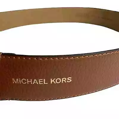 Michael Kors Genuine Leather MK Belt Women’s Sz. M Brown Cognac Gold 553826 • $28.99