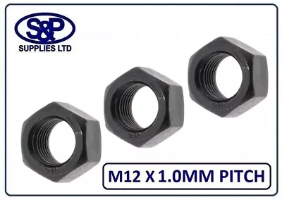 M12 X 1.00mm Fine Pitch Hex Full Nut Black Phoshate 12mm X 1.00mm Pitch Gr8 • £3.47