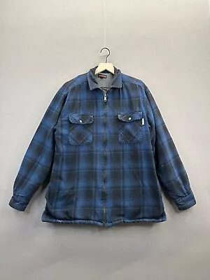 Wolverine Mens Blue Sherpa Jacket Plaid Full Zip Up Collared Pockets Size L   • $29.99