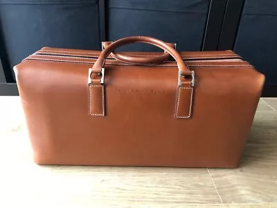 Genuine Tanner Krolle Small Tan Real Leather Travel/Weekend Zipped Bag With Prot • £799.99